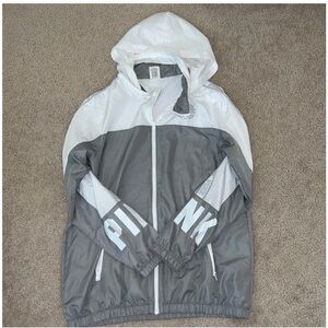 PINK womens windbreaker gray and white